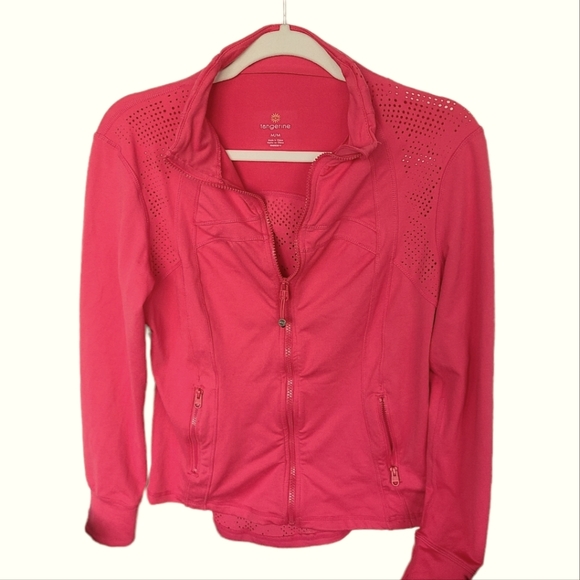 Tangerine Jackets & Blazers - Tangerine Women's Pattern Perforated Mesh Laser Cut Full Zip Jacket